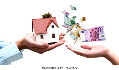 Two Hands Exchange Money With House