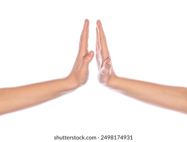 Two hands gestures. Giving high five. Two hands, male and man. High five gesture of man and girl, successful cooperation. High-five gesture and tenderness of friendship between child and kid. - Powered by Shutterstock