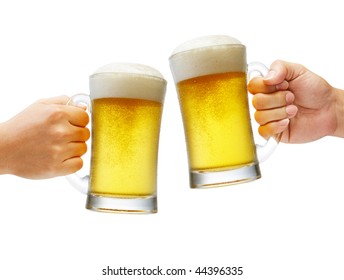 Two Hands Holding Beers Making A Toast