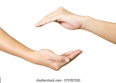 Two Hands Isolated Created A Copy Space.