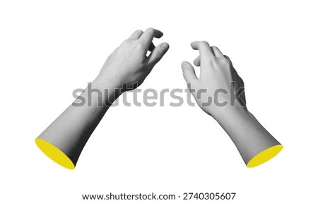 Two hands reaching toward each other isolated on white background. Human arms extend with open gesture. Connection concept for communication, support, interaction