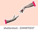 Two hands reaching towards each other. Contemporary art