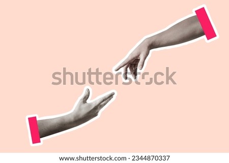 Two hands reaching towards each other. Contemporary art