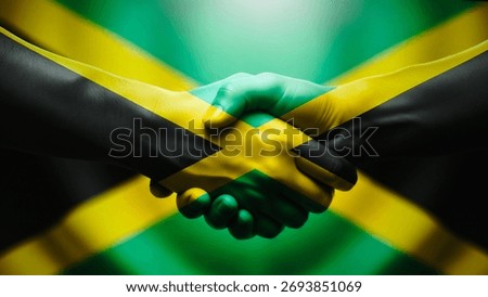 Two hands shaking, symbolizing partnership and agreement, overlaid with the jamaican flag colors, New York City, 23 October 2025