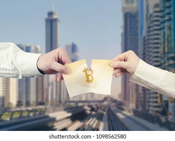 Two Hands Tear Paper Banknote Bitcoin Stock Photo 1098562580 | Shutterstock