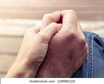 Two hands together, a man and a woman holding hands. Husband and wife together. Support and understanding. - Shutterstock ID 1189081225