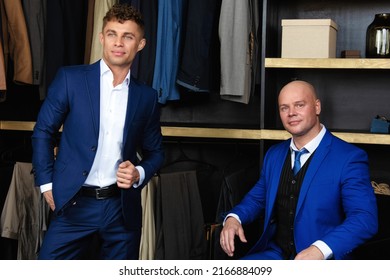 Two Handsome Guys. Young Gay Couple In The Store Buy Clothes.	