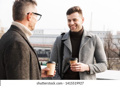 Two Handsome Men Wearing Coats Spending Stock Photo 1415519927 ...