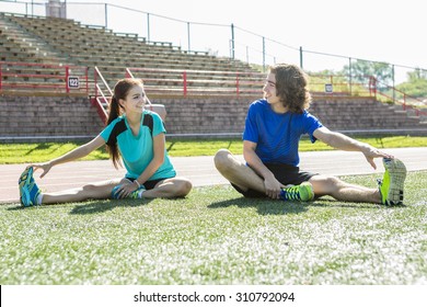 two happy child doing training workout and sport activity