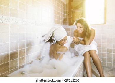 Asian Lesbians Bathing