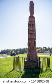 Two Harbors, Minnesota - October 20, 2019: Totem Pole Of The Trail Of The Whispering Giants By Artist Peter Wolf Toth