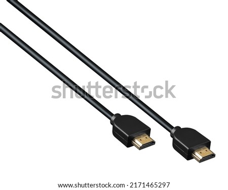 two HDMI connectors with cable on a black background