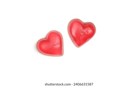 Two heart shaped jelly gummy treats isolated on white background - Powered by Shutterstock