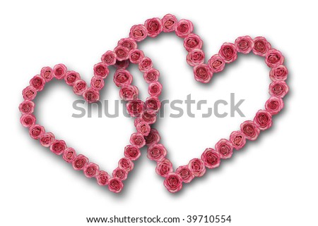 Two Hearts Roses Symbol Love Stock Photo Edit Now 39710554