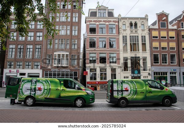 Two Heineken Beer Company Vans At Amsterdam The\
Netherlands 16-8-2021