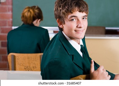 Two High School Students In Classroom