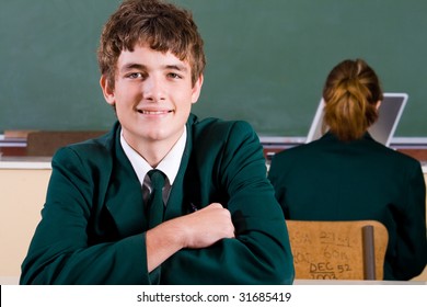 Two High School Students In Classroom