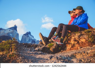 Two hikers backpacking in Patagonia