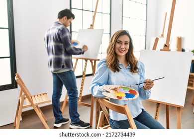 Two Hispanic Students Painting Art School Stock Photo 2172734439 ...