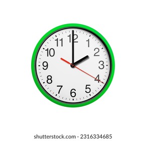 Two hours on the clock. Round clock with arrows isolated on white background.