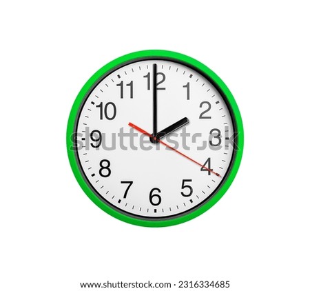 Two hours on the clock. Round clock with arrows isolated on white background.