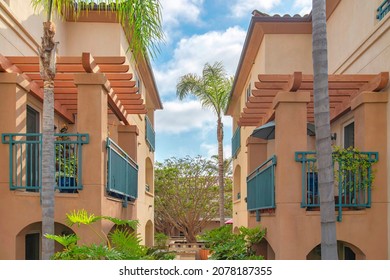 Two Identical Mediterranean Houses Across Each Other At La Jolla, Callifornia