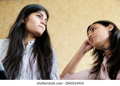 Two Indian Best Friends Talking About Life At Home