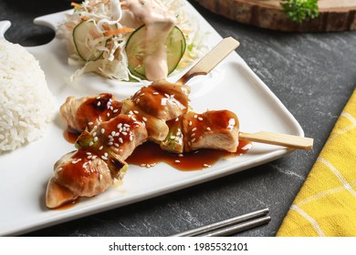 Two Japanese Yakitori Skewers Teriyaki Sauce Stock Photo 1985532101 ...