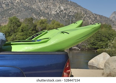 Two Kayaks In Pick-up Truck