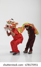 Two Kids Performing Lion Dance