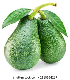 Two large avocados and cross on white background. File contains clipping path.