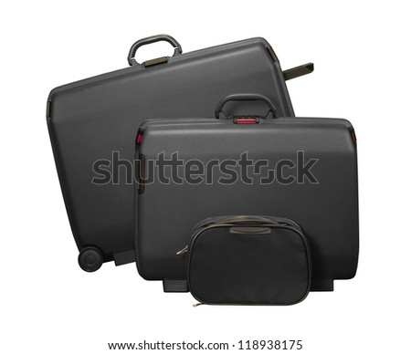 Two large suitcases and travel bag isolated on white ( clipping path )