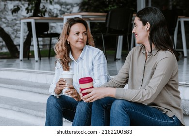 Two Latin Business Woman Middle Age Working With Computer At The Office In Mexico Latin America	