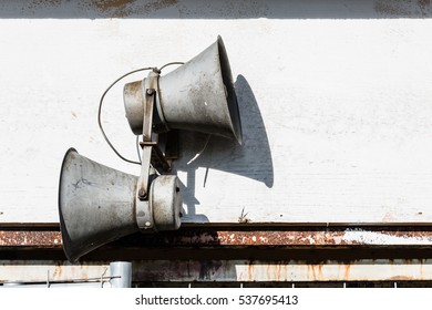 Two Laudspeakers Outside Of Booth Border In East Berlin At Wall