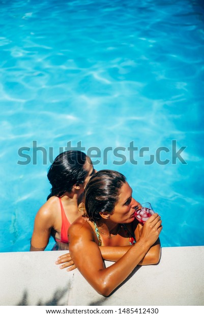 Swimming Pool Lesbians Kissing