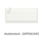 Two Lined Paper Sheets with Silver Paper Clip Isolated on White Background