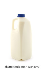 A Two Litre Plastic Bottle Of Skim Milk, On White Background, In Vertical Format