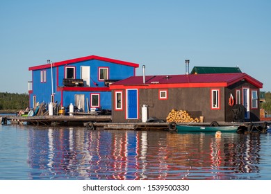 Two Little Floating Houses In The Yellowknife Bay