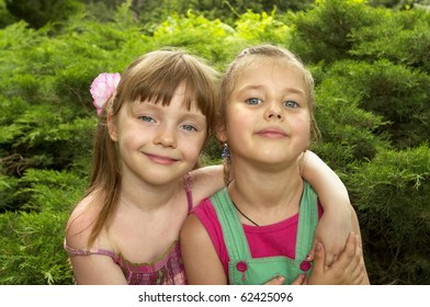 Two Little Girls Standing Together Park Stock Photo 62425096 | Shutterstock