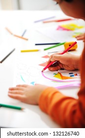 Two Little Kids Table Draw Crayons Stock Photo 132126740 | Shutterstock