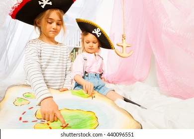 Two Little Pirates Looking For A Treasure Island