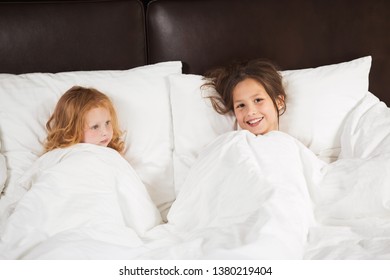 Two Little Sisters Lie Bed Under Stock Photo 1380219404 | Shutterstock