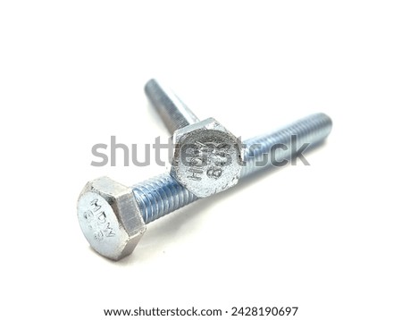 Two metallic 8.8 hexagonal bolts, isolated on white background.