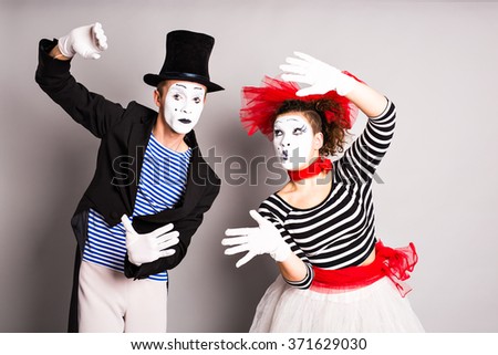 Two mimes man and  woman, April Fools Day concept