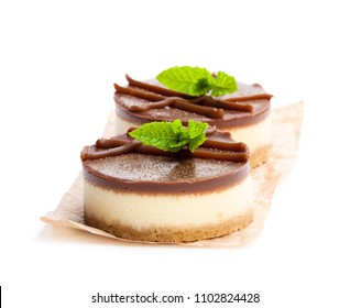 Two Mini  Chocolate Cheesecake Isolated On White 