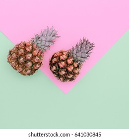 Two Mini Pineapple Minimal Art Design Candycolors