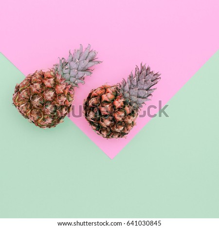 Two Mini Pineapple Minimal Art Design Candycolors