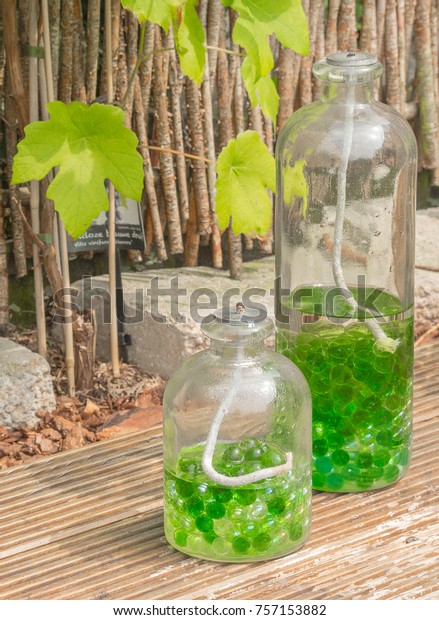 Two Modern Oil Lamps Made Glass Stock Photo Edit Now 757153882