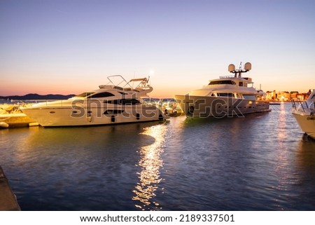 Two Motor Yatch view at Evening Time at  Borik , Crotia