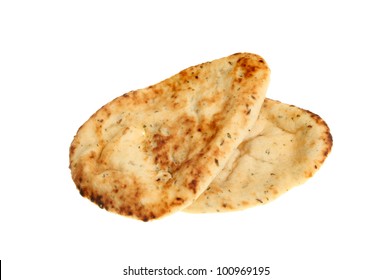 Two Naan Breads Isolated Against White